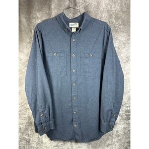 Duluth Trading Co Button Down Work Shirt Mens XL Tall Blue Cotton Slim Fit 89329